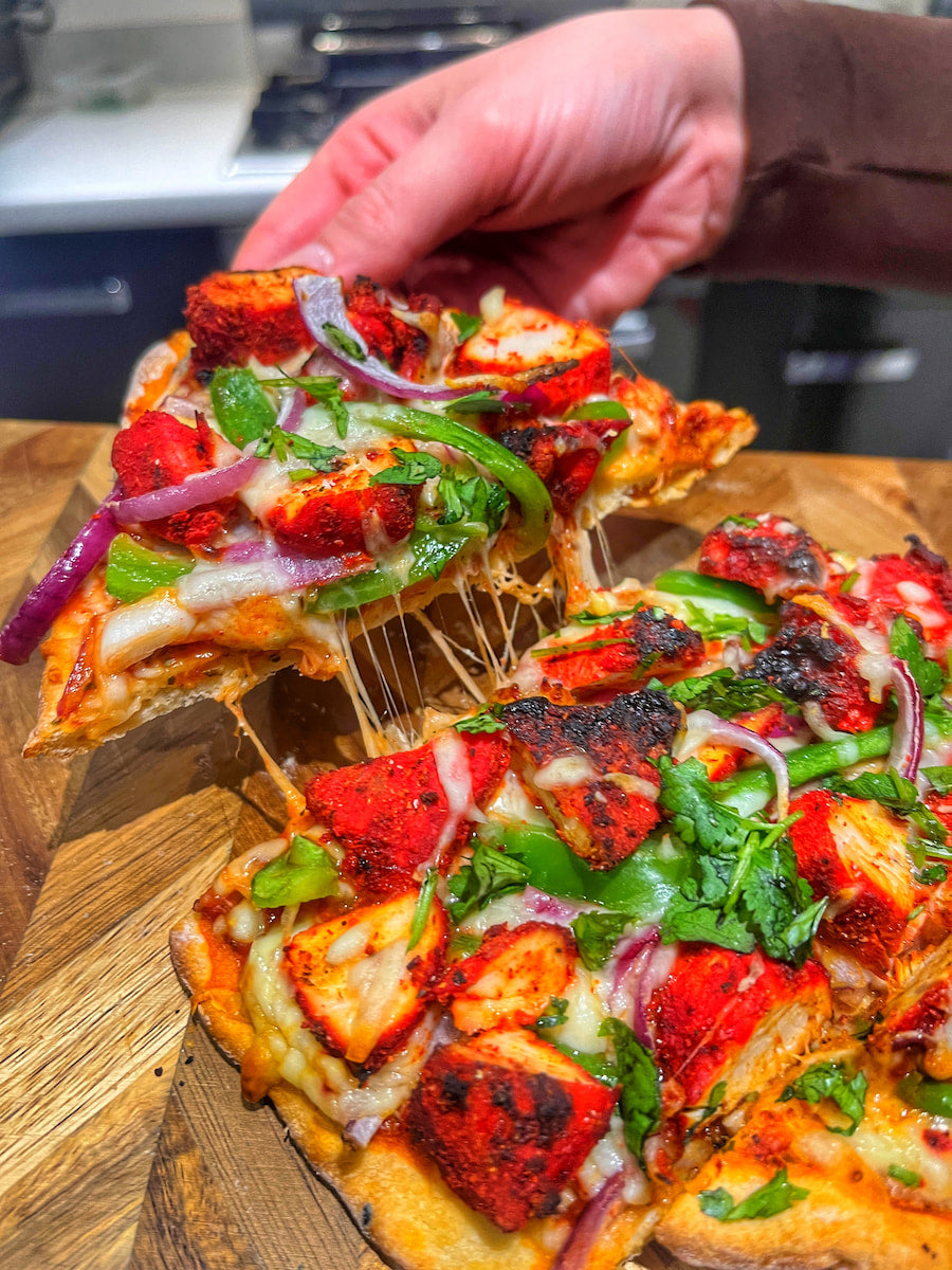 Lighter Chicken Tikka Naan Pizza
