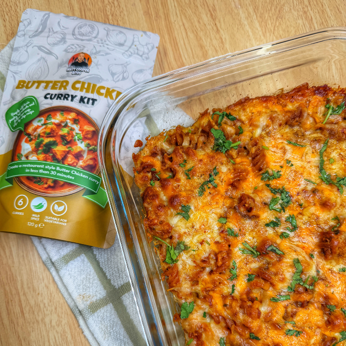 Butter Chicken Pasta Bake